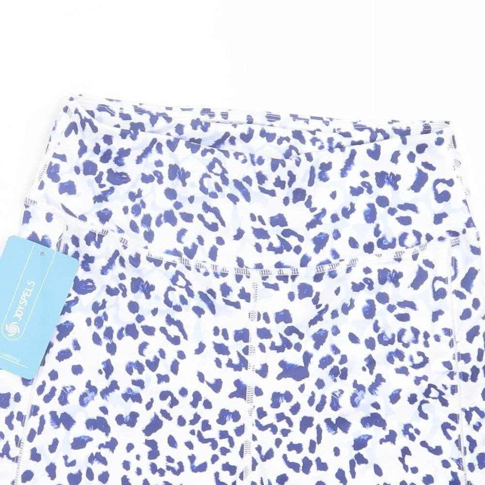 Joyspels Womens Blue Animal Print Polyester Compression Shorts Size S L6 in Regular - Leopard Print