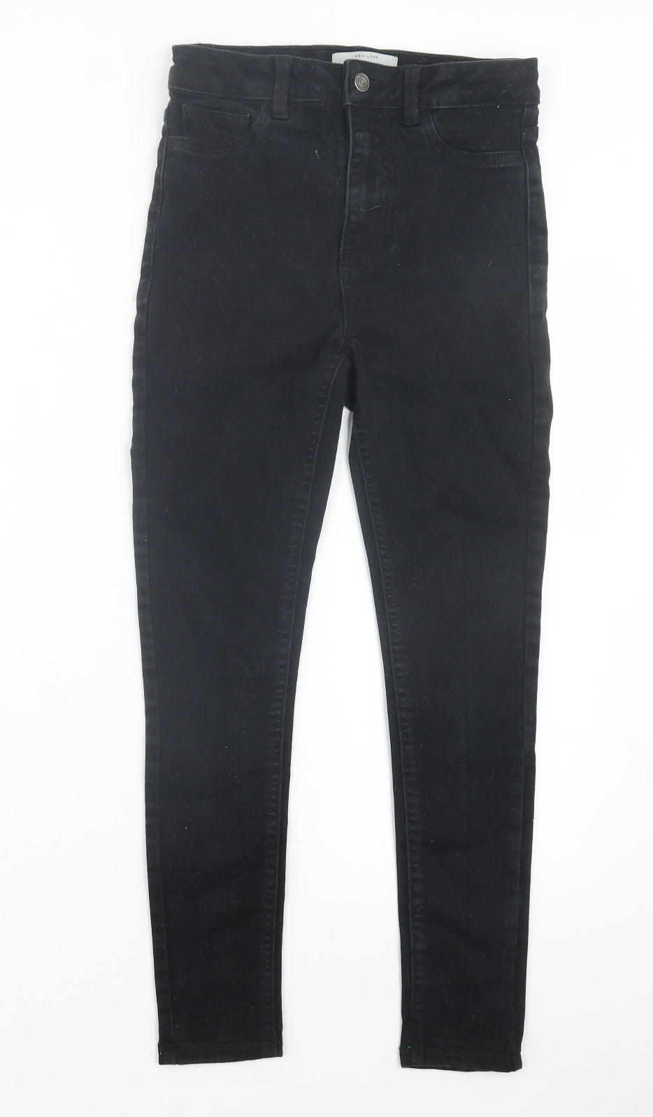 New Look Womens Black Cotton Skinny Jeans Size 8 L25 in Regular Zip