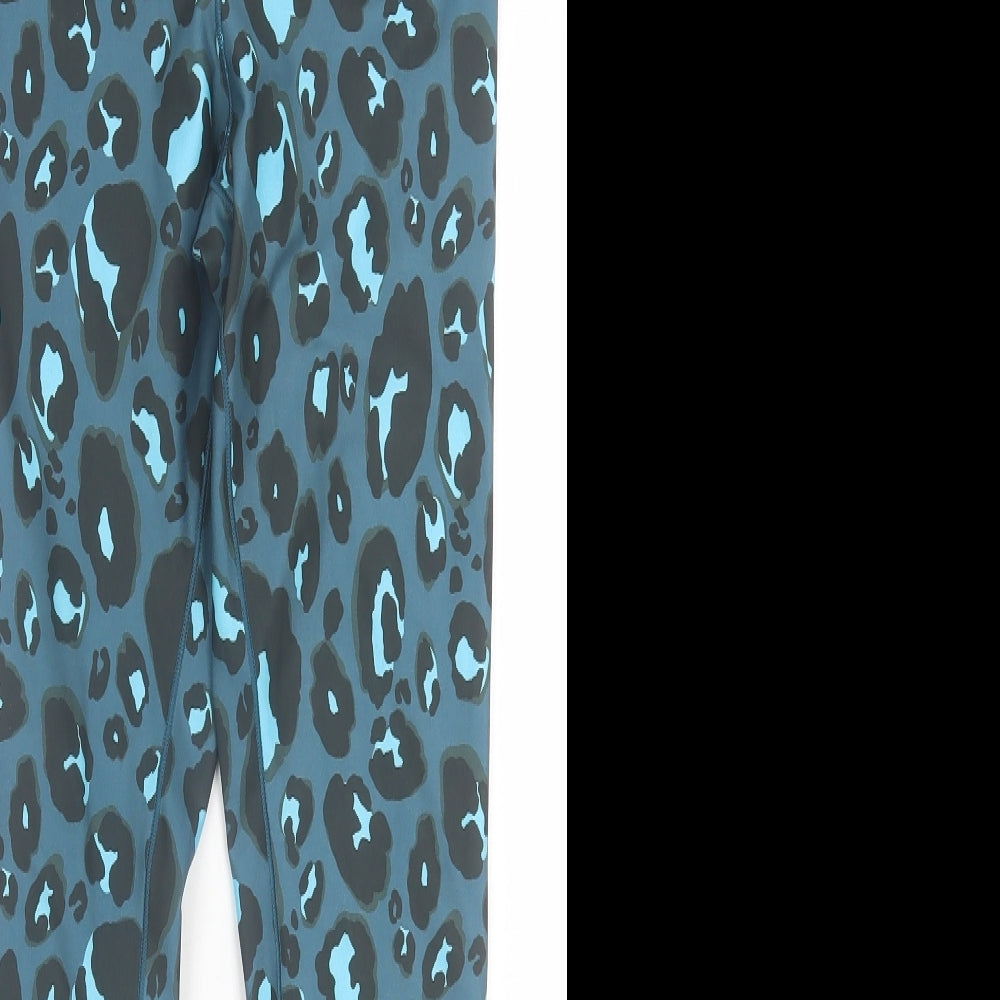 NEXT Womens Blue Animal Print Polyester Compression Leggings Size 8 L28 in Regular Pullover - Leopard Print