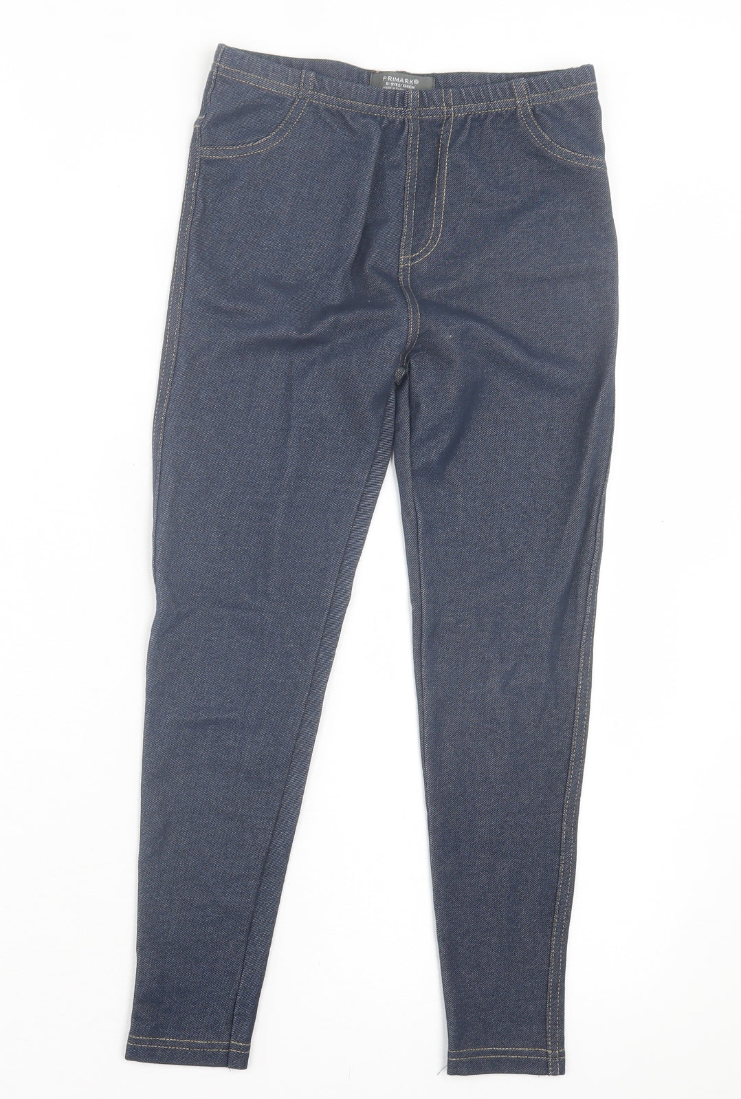 Primark Girls Blue Cotton Jegging Trousers Size 8-9 Years Regular Pullover - Dark Blue