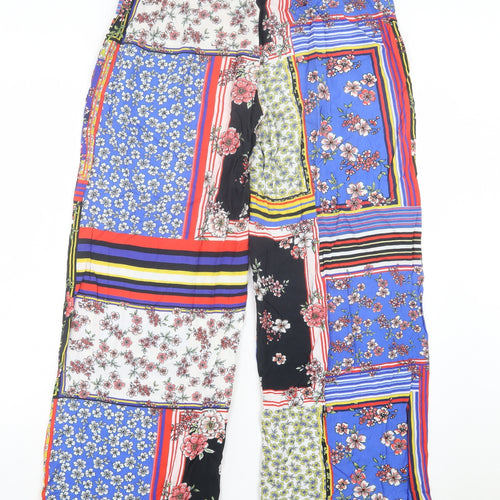 George Womens Multicoloured Geometric Viscose Trousers Size 14 L29 in Regular - Floral Detail. Pull On