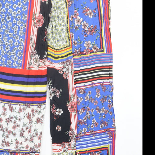 George Womens Multicoloured Geometric Viscose Trousers Size 14 L29 in Regular - Floral Detail. Pull On