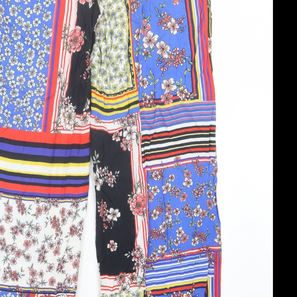 George Womens Multicoloured Geometric Viscose Trousers Size 14 L29 in Regular - Floral Detail. Pull On