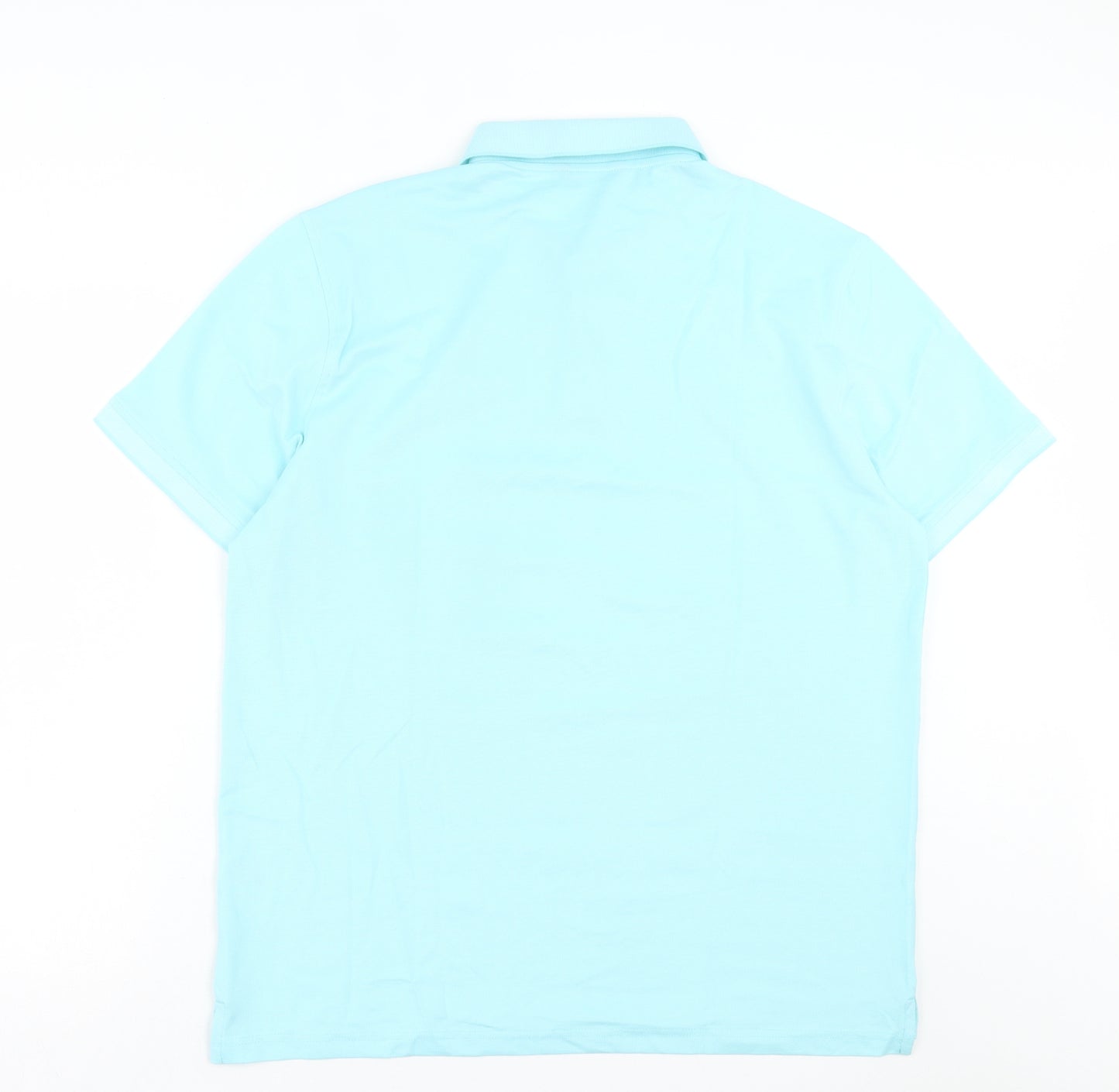 Members Mark Mens Blue Cotton Polo Size L Collared Button - No-Roll Collar.