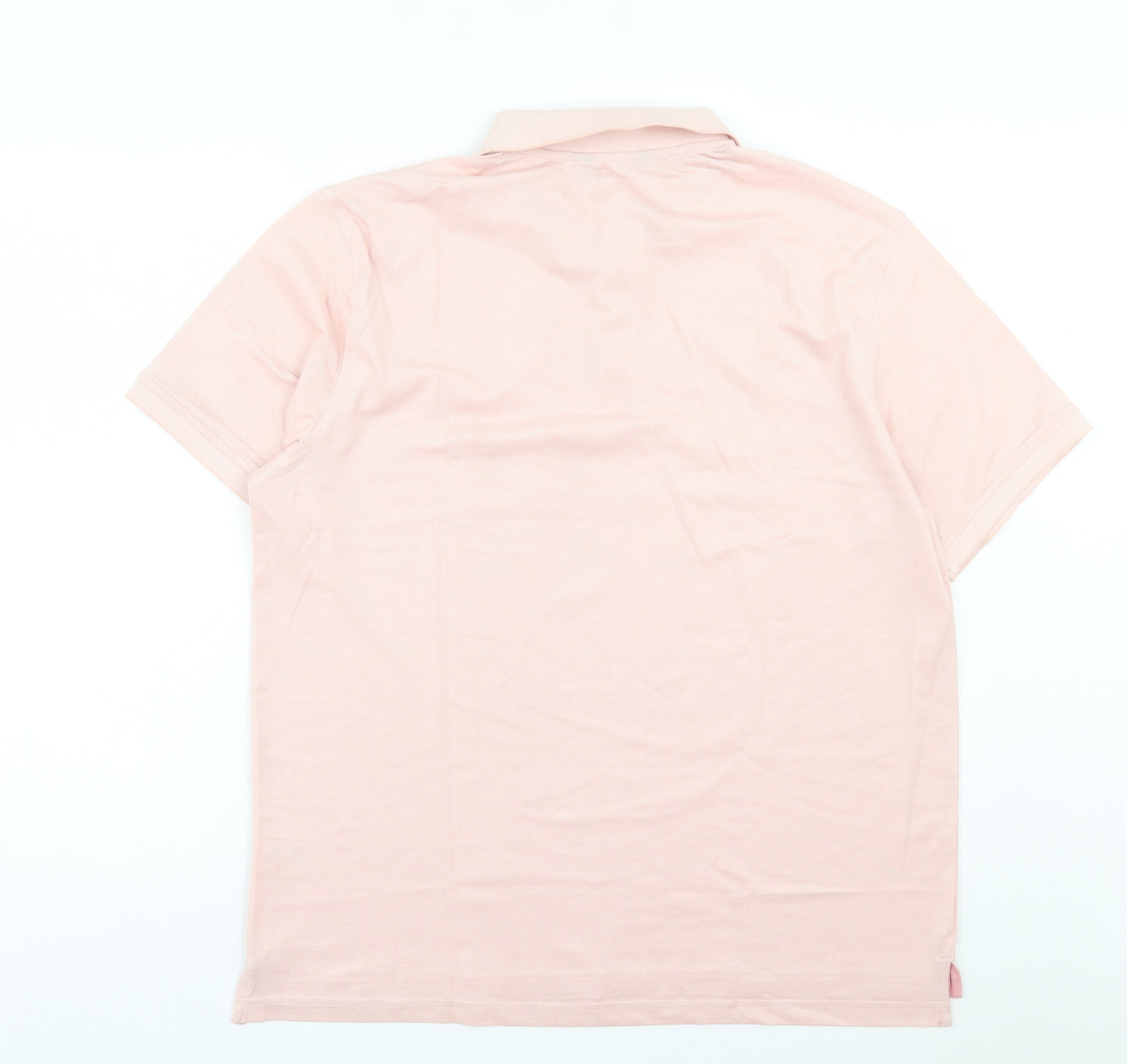 Members Mark Mens Pink Cotton Polo Size L Collared Button - No-Roll Collar.