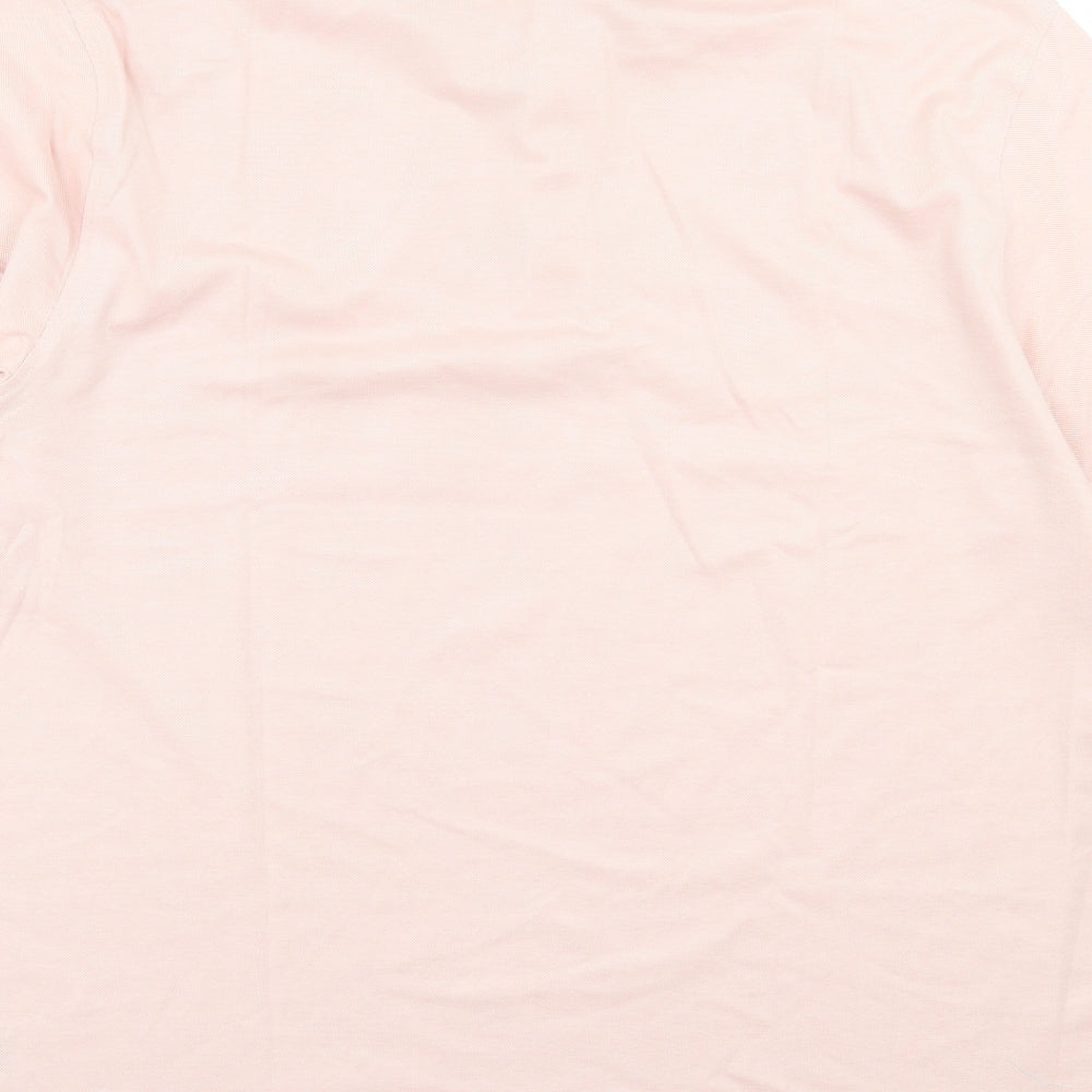 Members Mark Mens Pink Cotton Polo Size L Collared Button - No-Roll Collar.