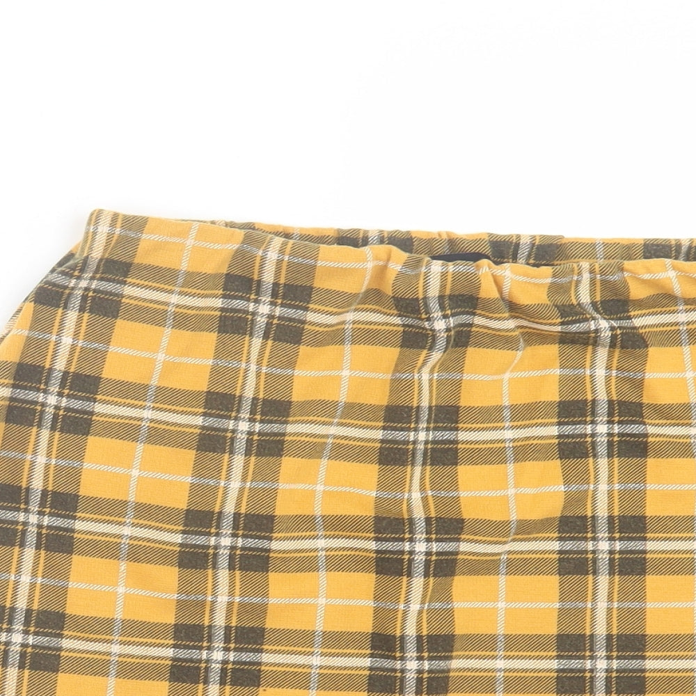 New Look Womens Yellow Plaid Polyester A-Line Skirt Size 12