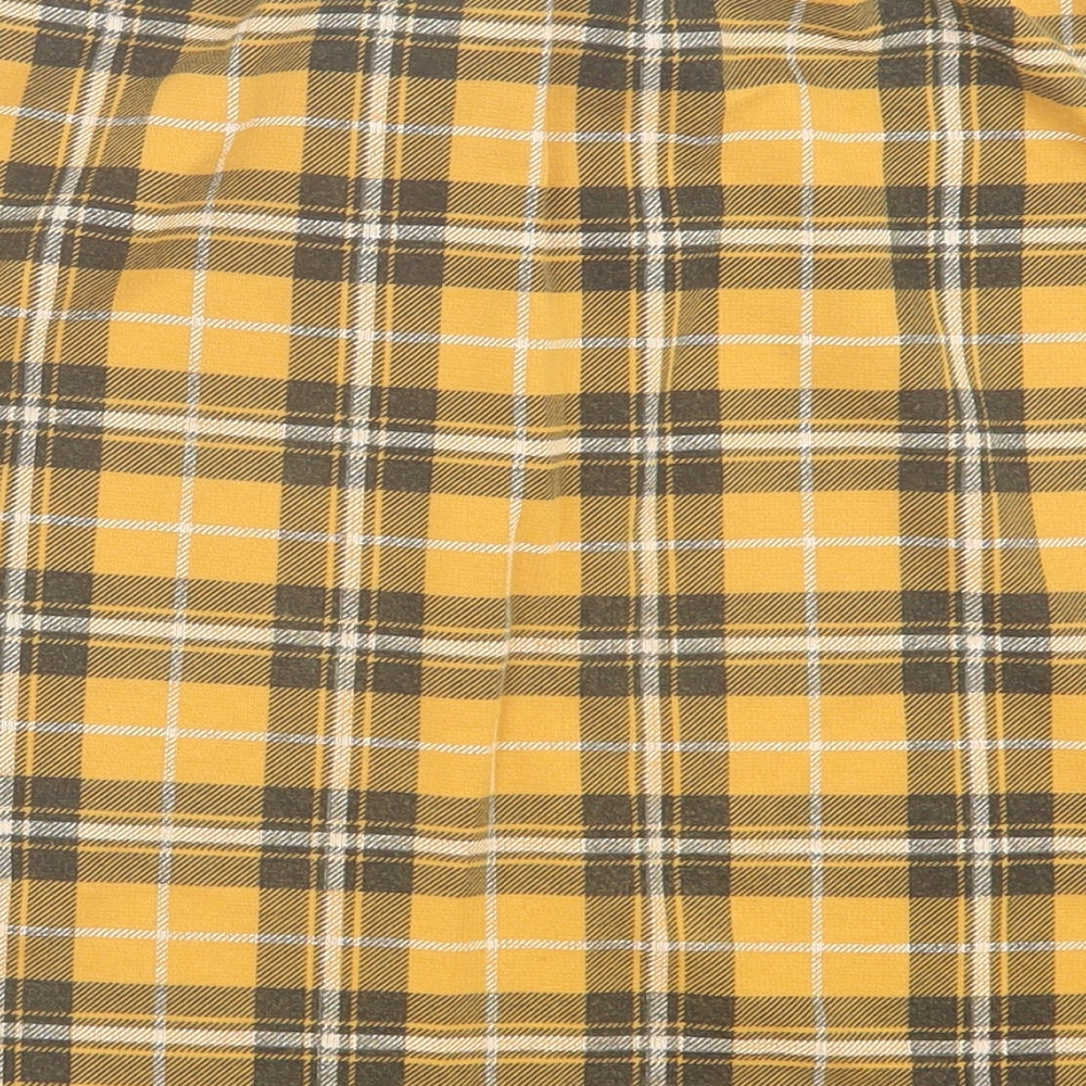 New Look Womens Yellow Plaid Polyester A-Line Skirt Size 12