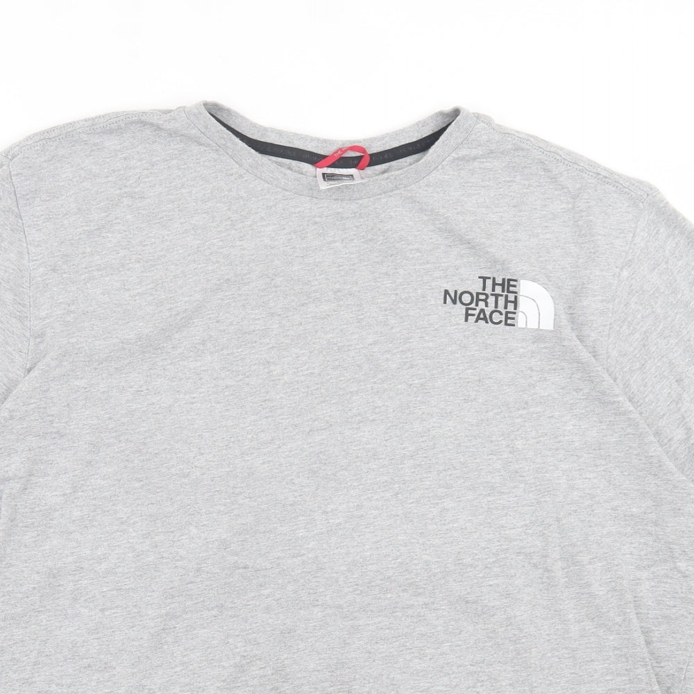 The North Face Mens Grey Cotton T-Shirt Size L Crew Neck