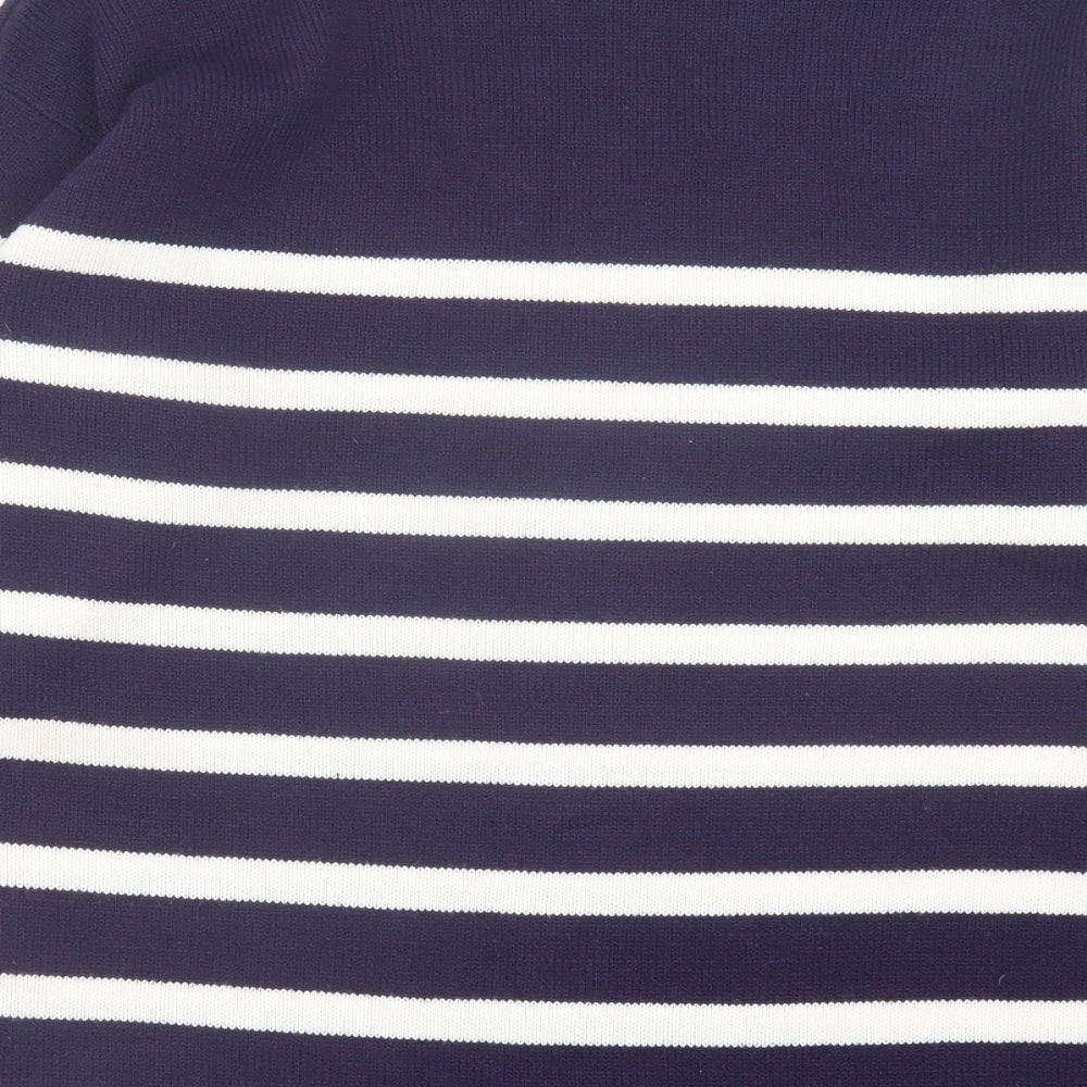 Studio Womens Blue Crew Neck Striped Acrylic Pullover Jumper Size 12