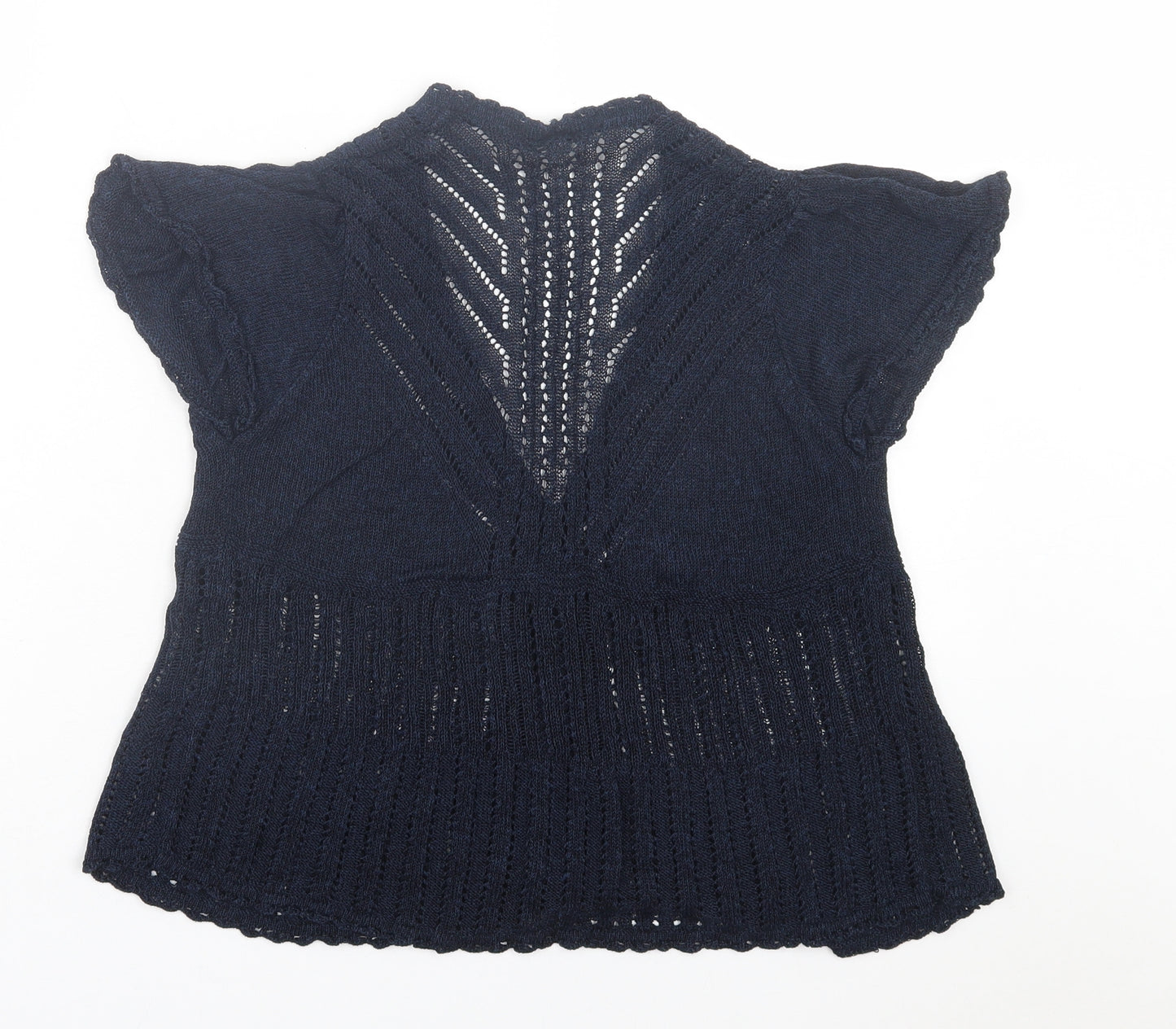 Marks and Spencer Womens Blue V-Neck Linen Cardigan Jumper Size 12