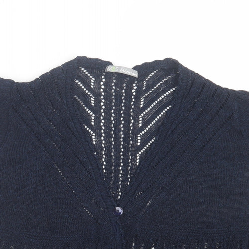 Marks and Spencer Womens Blue V-Neck Linen Cardigan Jumper Size 12