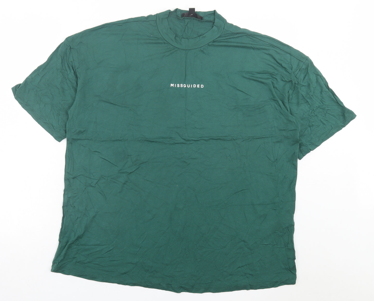 Missguided Womens Green Viscose Basic T-Shirt Size 16 Crew Neck