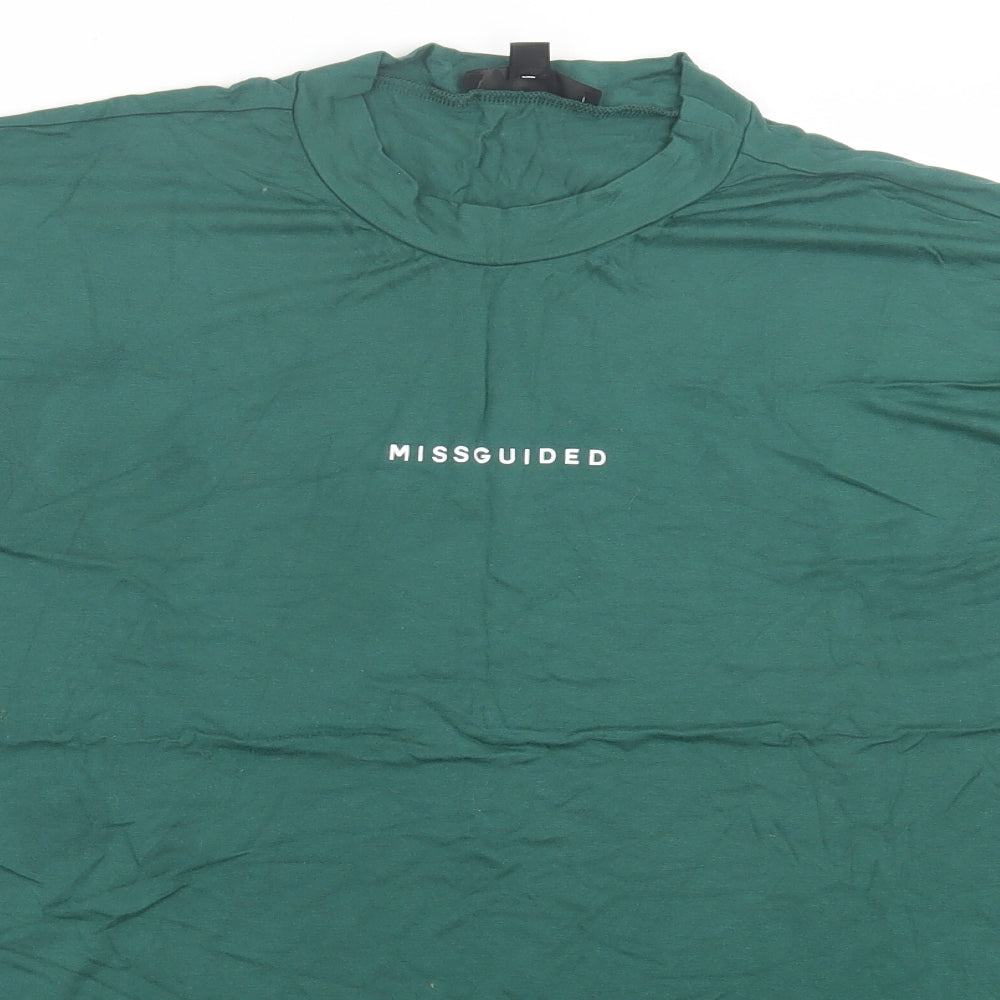 Missguided Womens Green Viscose Basic T-Shirt Size 16 Crew Neck
