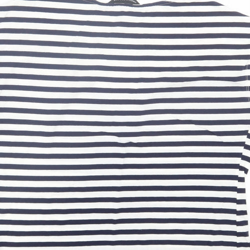 Dorothy Perkins Womens Blue Striped Cotton Basic T-Shirt Size 12 Crew Neck - Blue & White