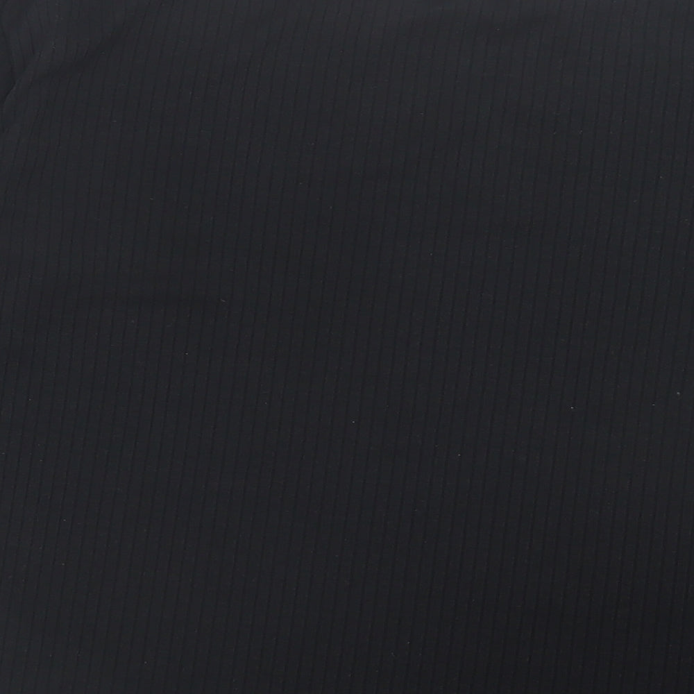 F&F Womens Black Polyester Basic T-Shirt Size 12 Crew Neck - Ribbed Fabric