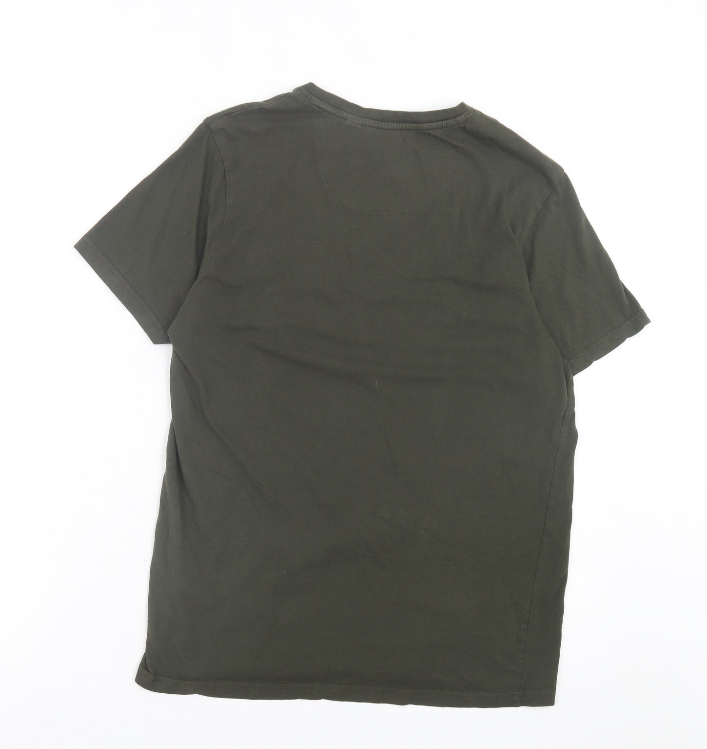 Brave Soul Mens Green Cotton T-Shirt Size M Crew Neck - Pocket Detail