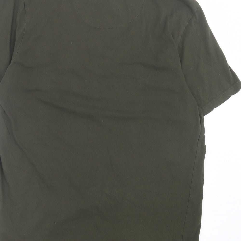 Brave Soul Mens Green Cotton T-Shirt Size M Crew Neck - Pocket Detail