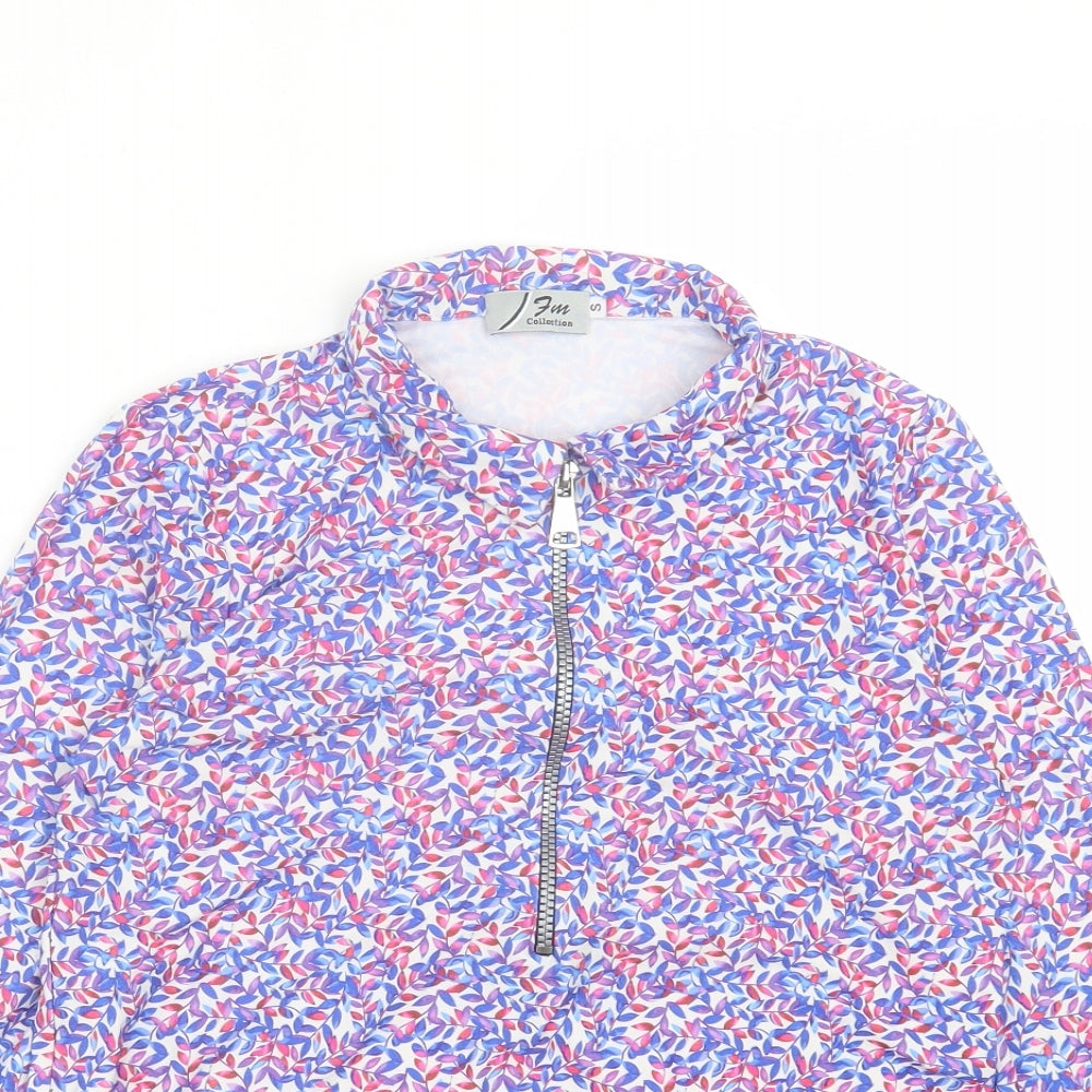 FM Collection Womens Multicoloured Geometric Polyester Basic T-Shirt Size S Collared - 3/4 Sleeves