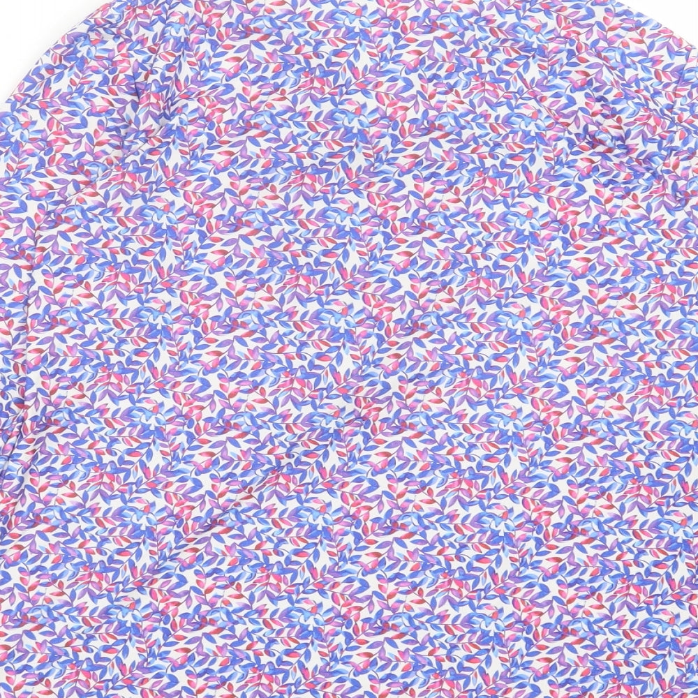 FM Collection Womens Multicoloured Geometric Polyester Basic T-Shirt Size S Collared - 3/4 Sleeves