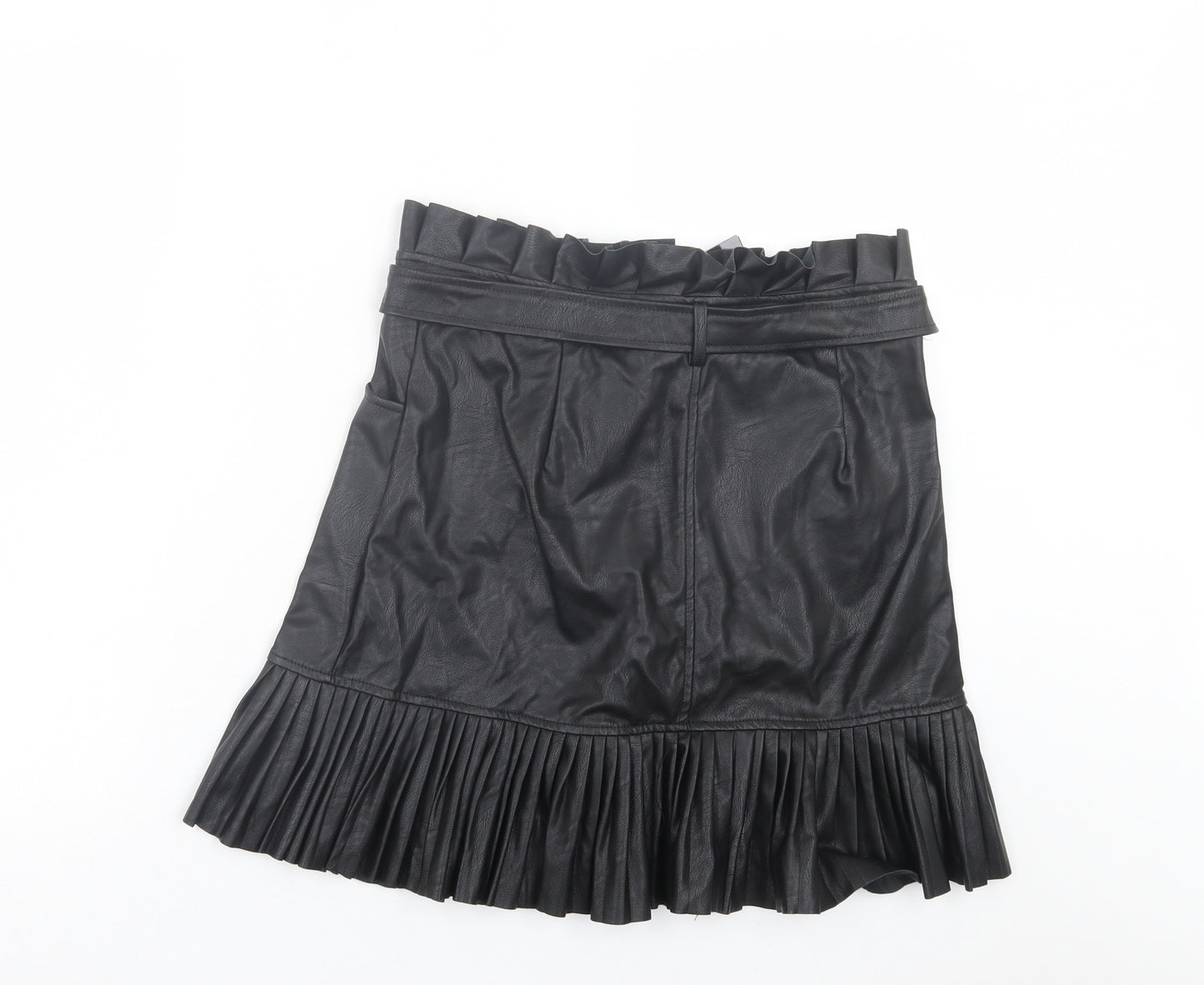 Cameo Rose Womens Black Polyurethane A-Line Skirt Size 12 Button - Belted