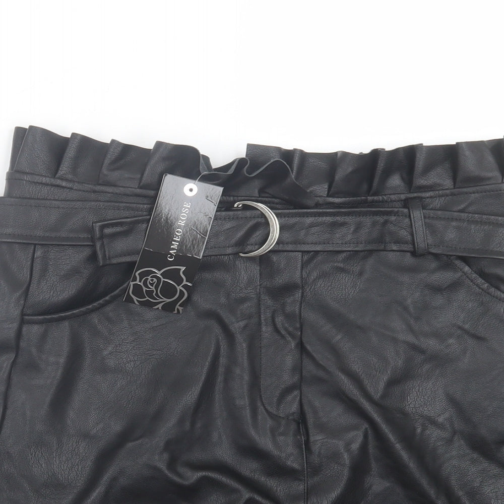 Cameo Rose Womens Black Polyurethane A-Line Skirt Size 12 Button - Belted