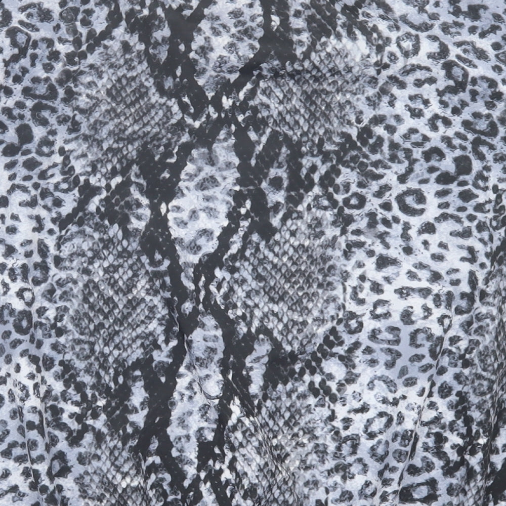 Debenhams Womens Grey Animal Print Polyester Basic Blouse Size 14 Crew Neck - Chain, Leopard Print
