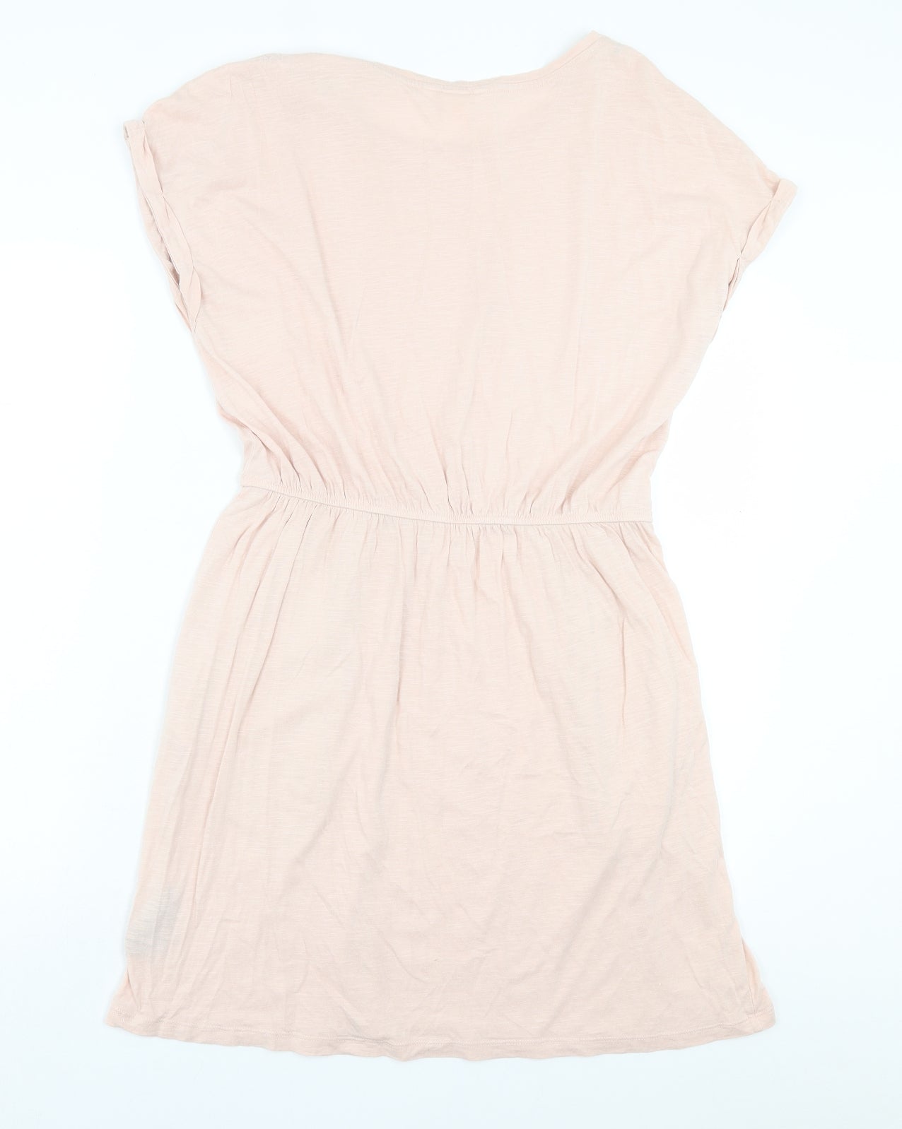 H&M Womens Pink Cotton T-Shirt Dress Size M Crew Neck Pullover