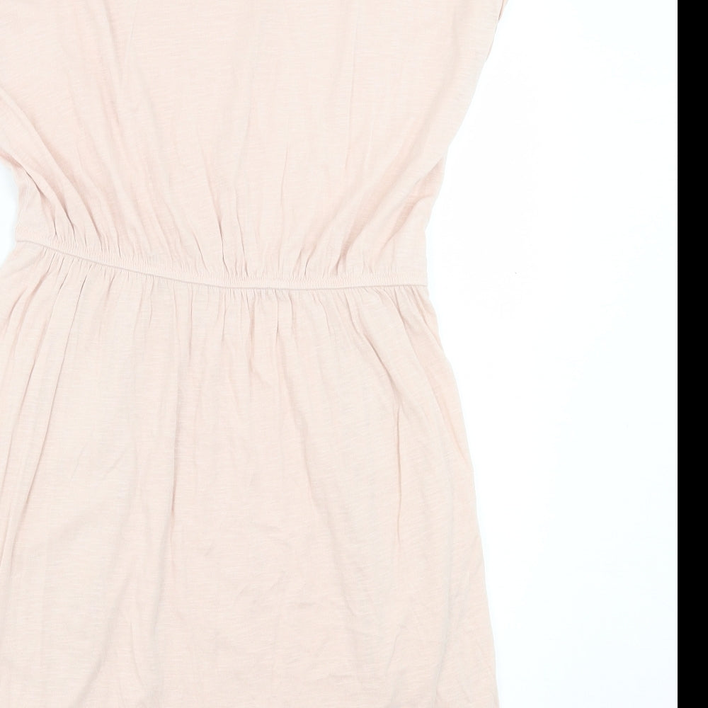 H&M Womens Pink Cotton T-Shirt Dress Size M Crew Neck Pullover