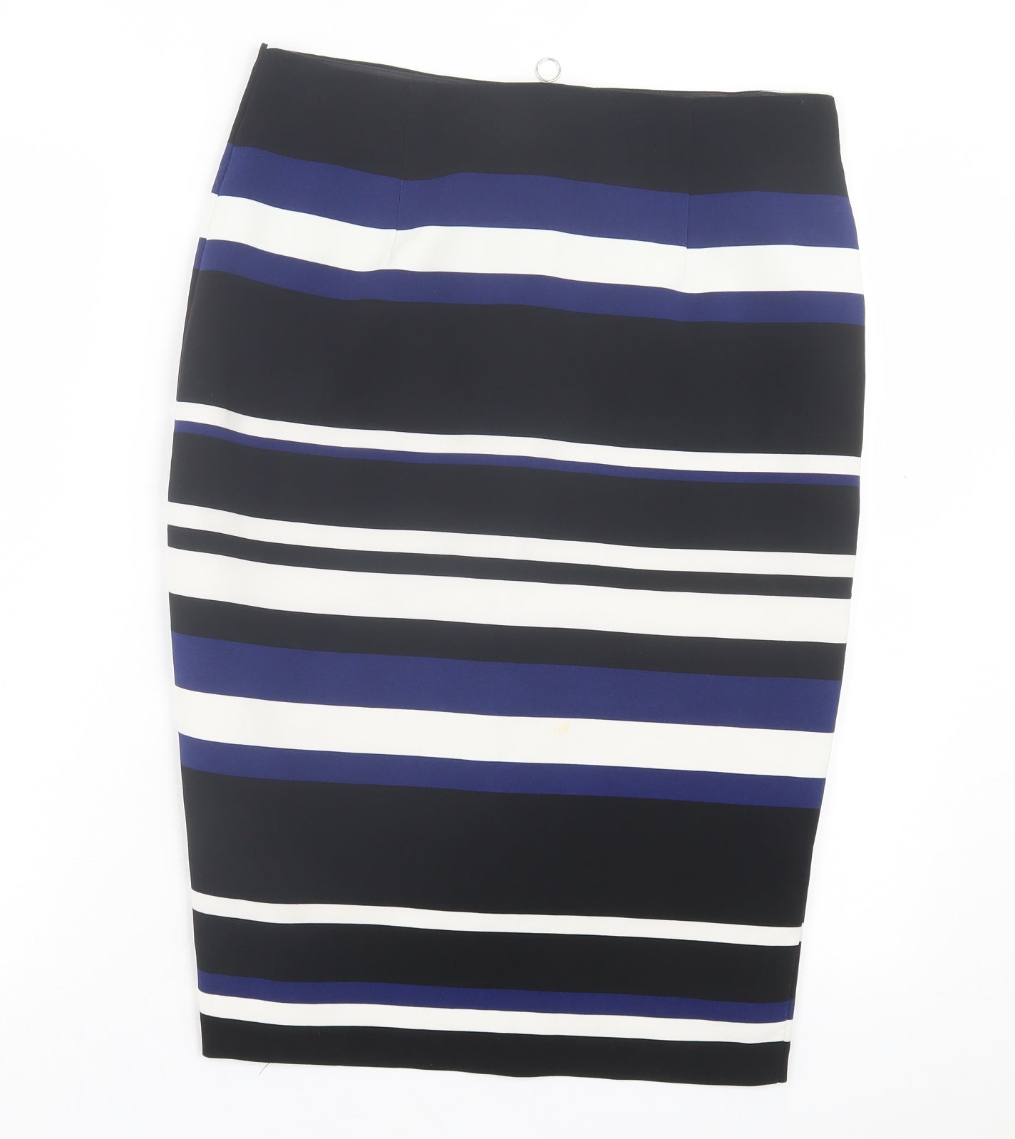 F&F Womens Black Striped Polyester Straight & Pencil Skirt Size 12 Zip