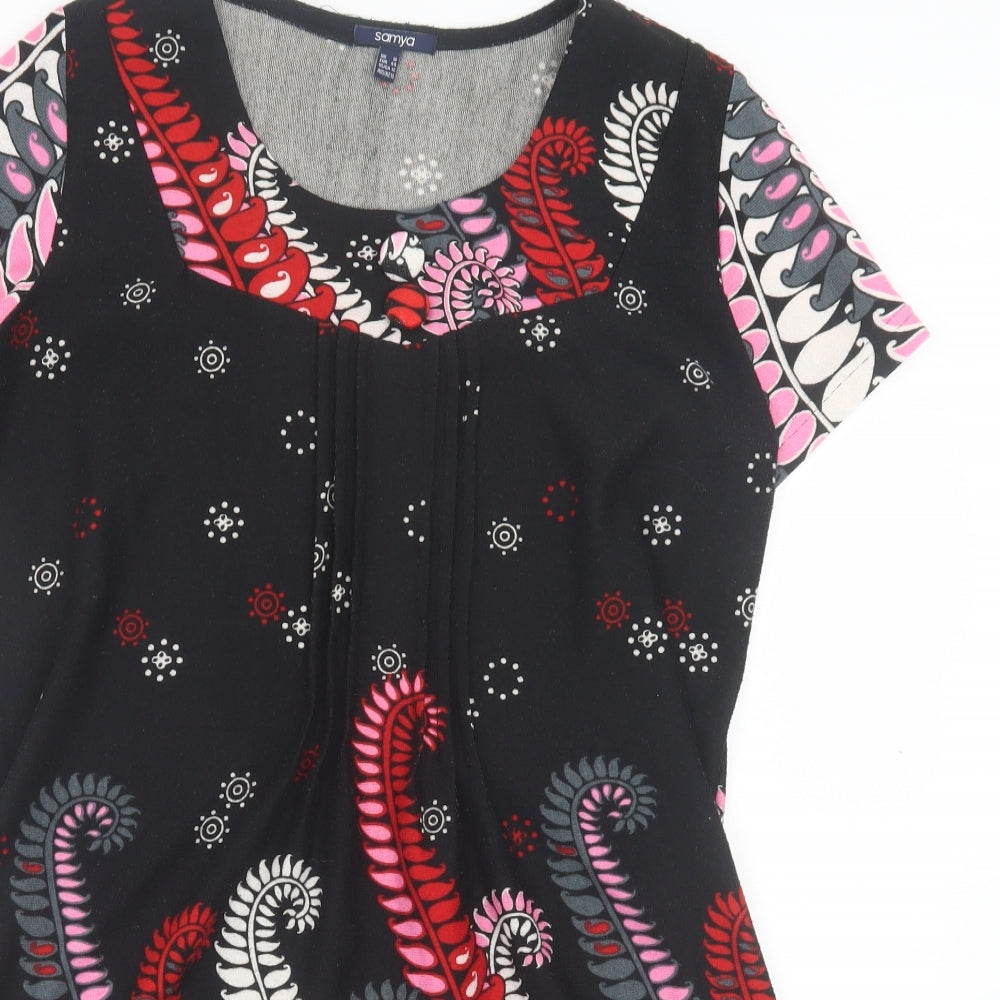 SAMYA Womens Multicoloured Geometric Polyester Shift Size 16 Crew Neck Pullover