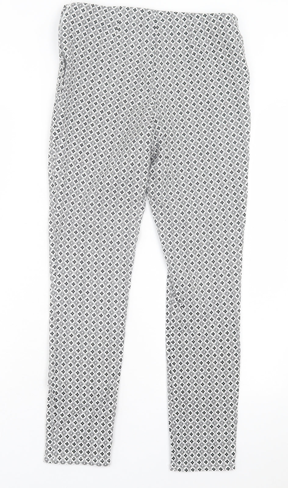 Atmosphere Womens Grey Geometric Polyamide Trousers Size 12 L27 in Regular Zip