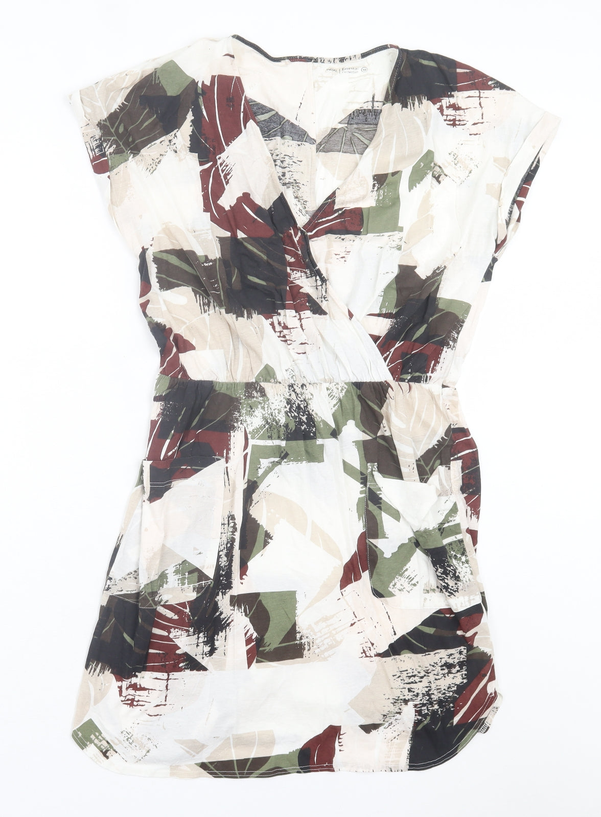 NEXT Womens Multicoloured Geometric Cotton A-Line Size 10 V-Neck Pullover