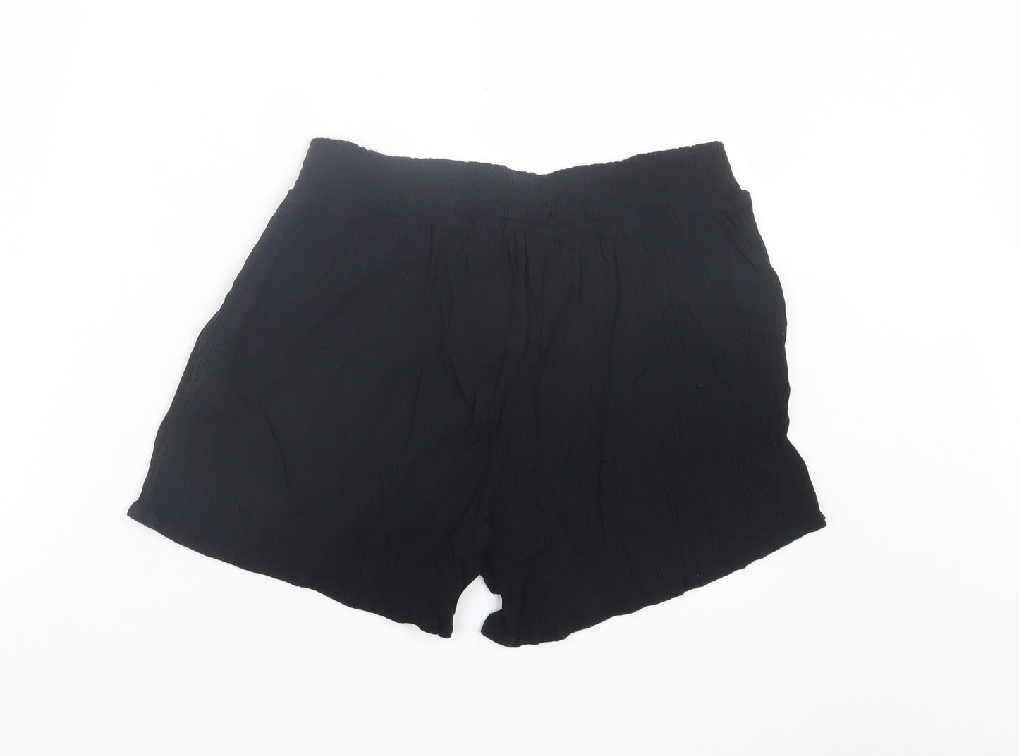 F&F Womens Black Viscose Paperbag Shorts Size M L3 in Regular Tie