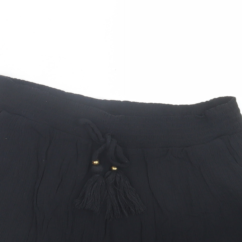F&F Womens Black Viscose Paperbag Shorts Size M L3 in Regular Tie