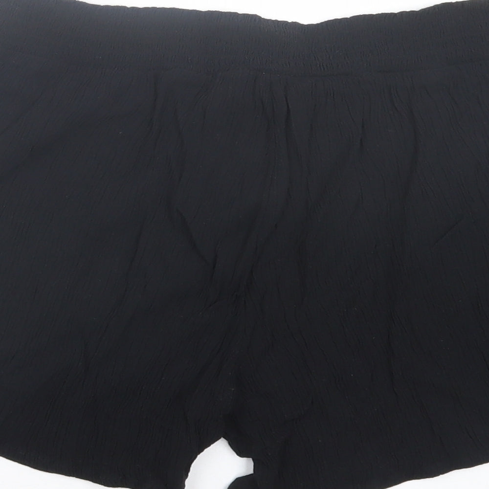 F&F Womens Black Viscose Paperbag Shorts Size M L3 in Regular Tie