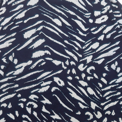 Dunnes Stores Womens Blue Geometric Polyester Basic T-Shirt Size L Roll Neck