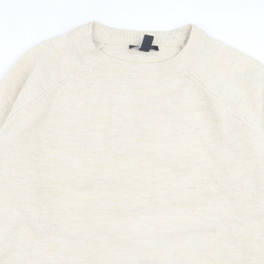 New Look Womens Beige Crew Neck Acrylic Pullover Jumper Size L