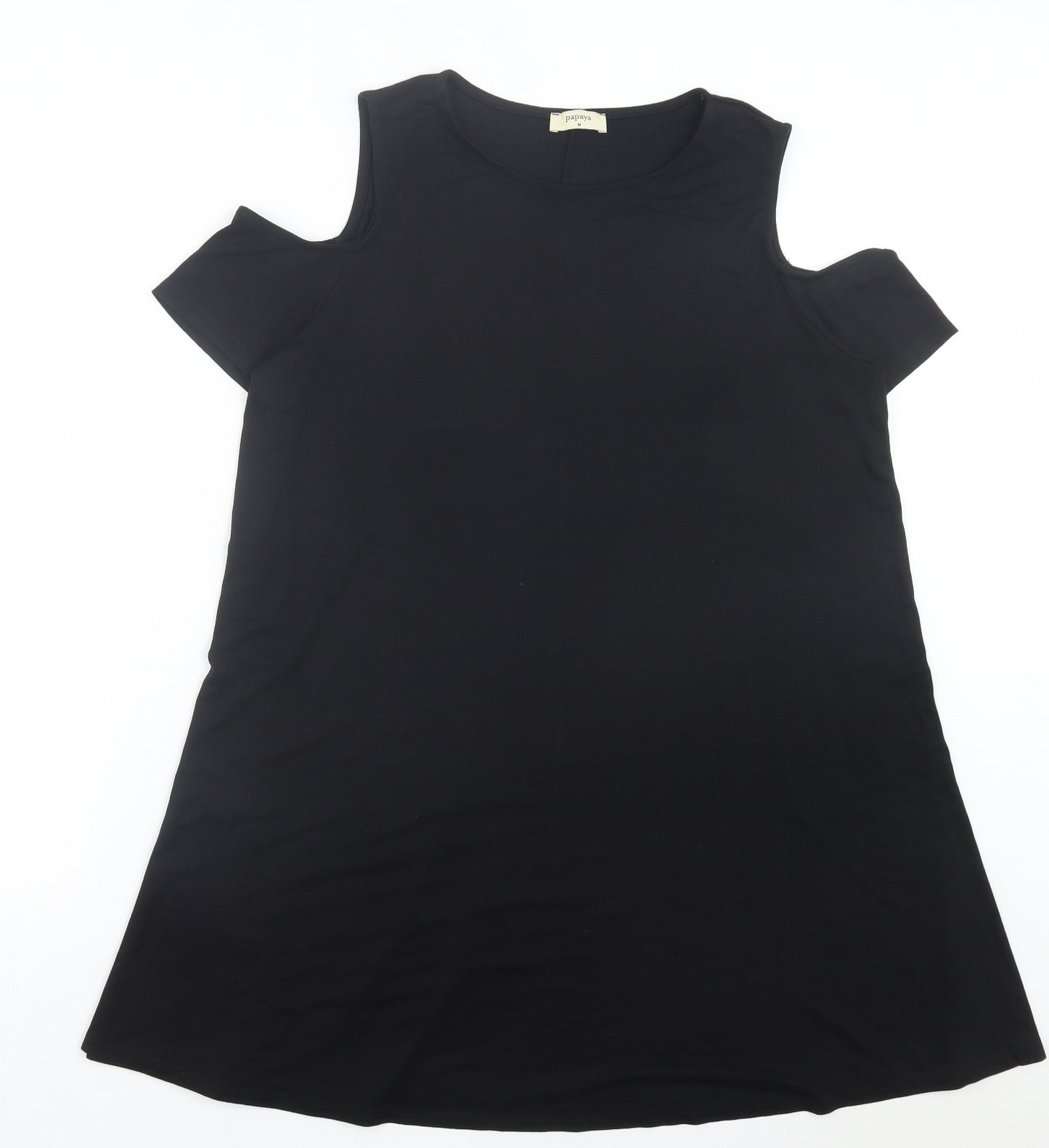 Papaya Womens Black Viscose Shift Size M Crew Neck Pullover - Cold Shoulder