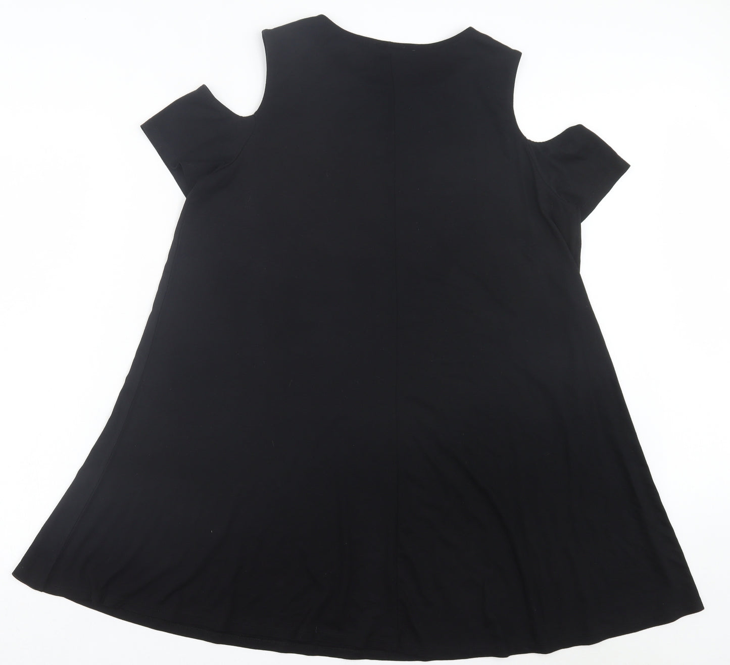 Papaya Womens Black Viscose Shift Size M Crew Neck Pullover - Cold Shoulder