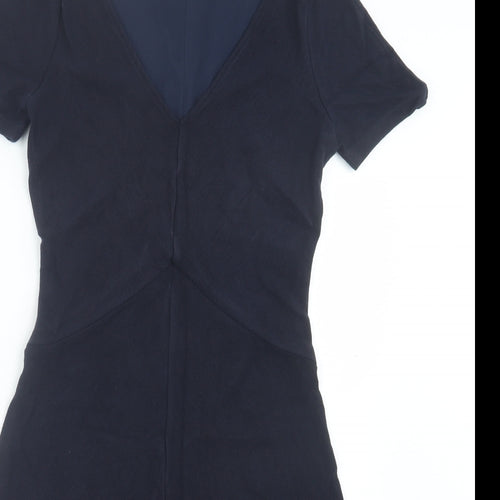 Penny Black Womens Blue Viscose A-Line Size 12 V-Neck Pullover - Ribbed