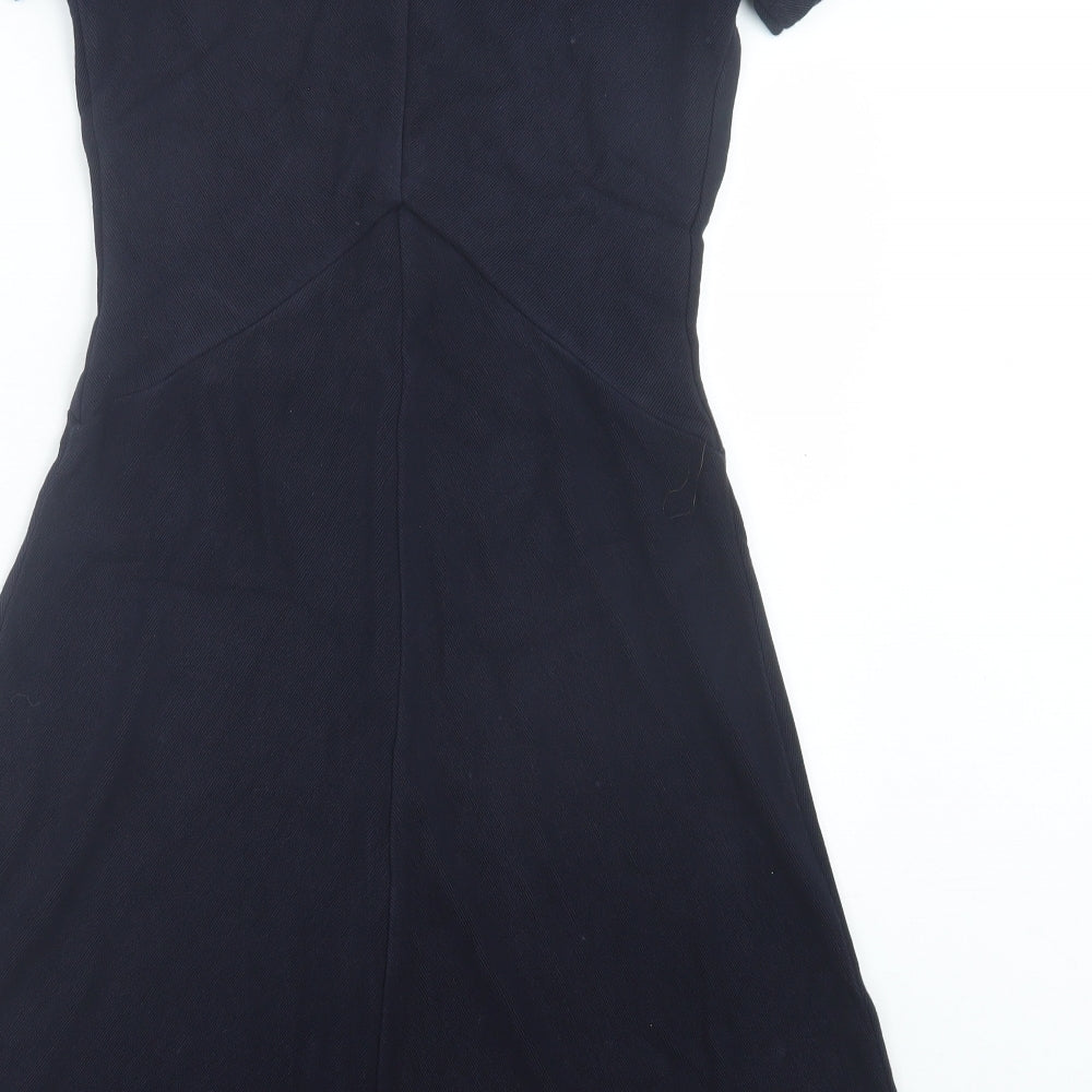 Penny Black Womens Blue Viscose A-Line Size 12 V-Neck Pullover - Ribbed