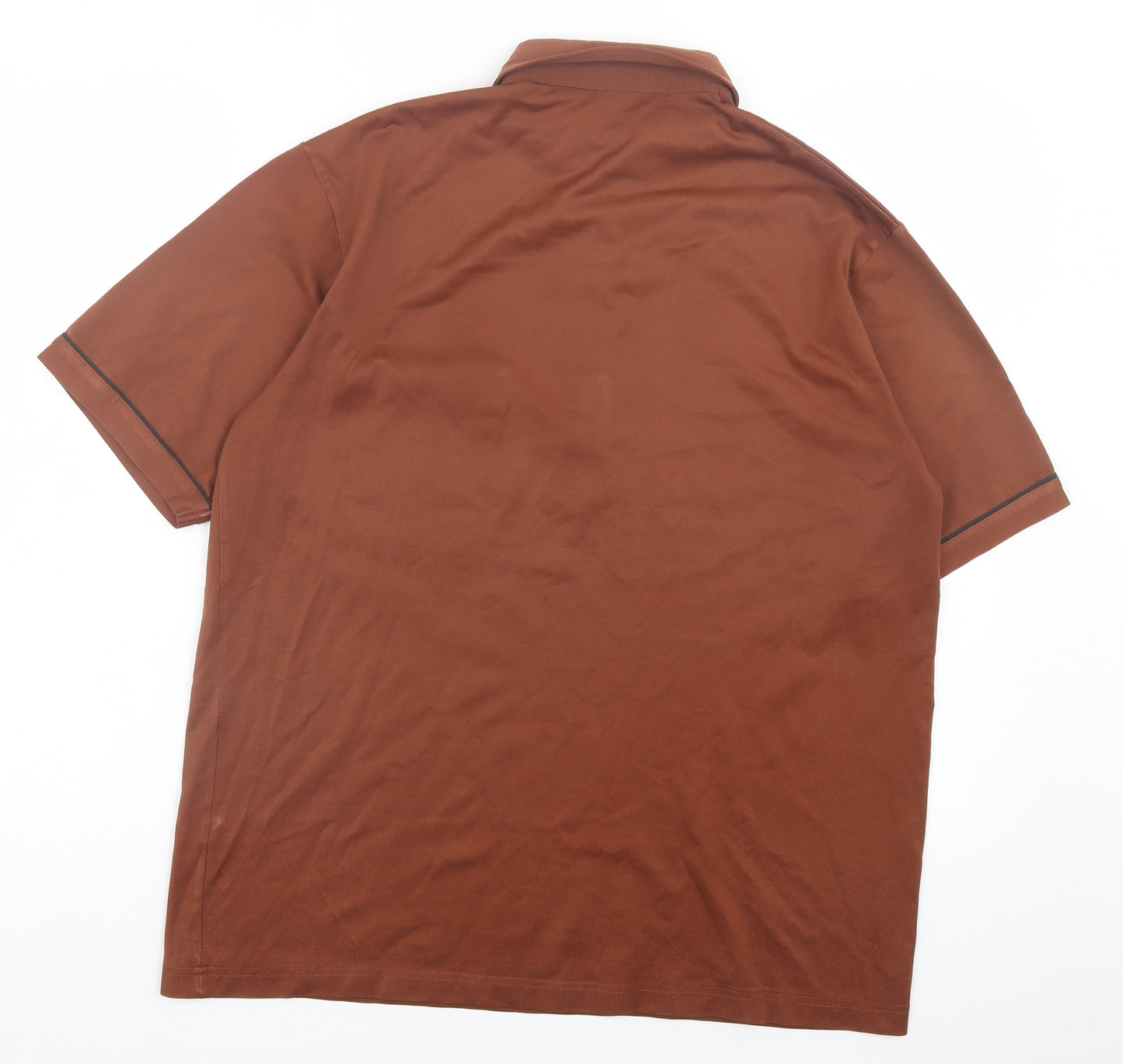 Gabicci Mens Brown Polyester Polo Size L Collared Button - Pocket Detail