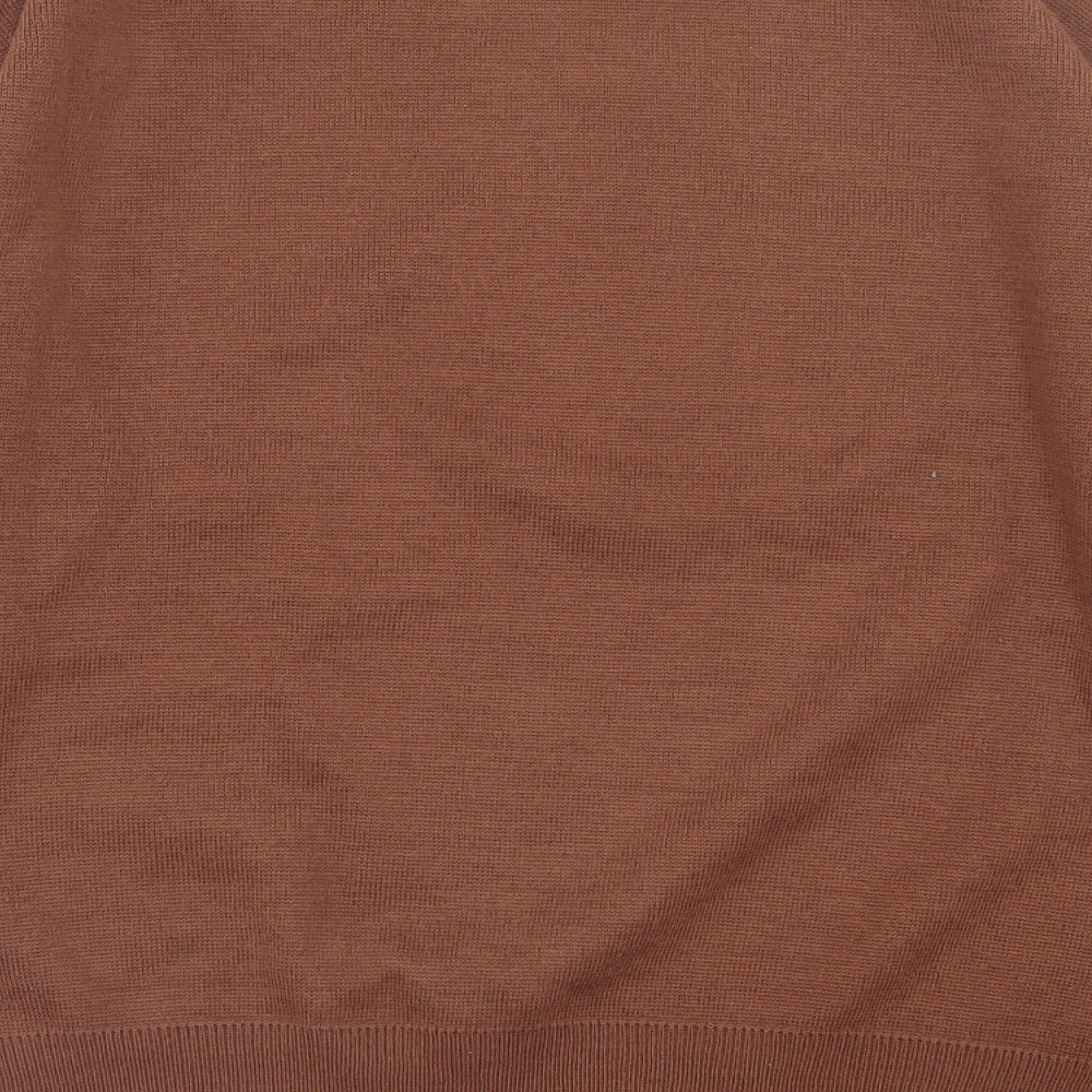 Gabicci Mens Brown Crew Neck Striped Wool Pullover Jumper Size XL