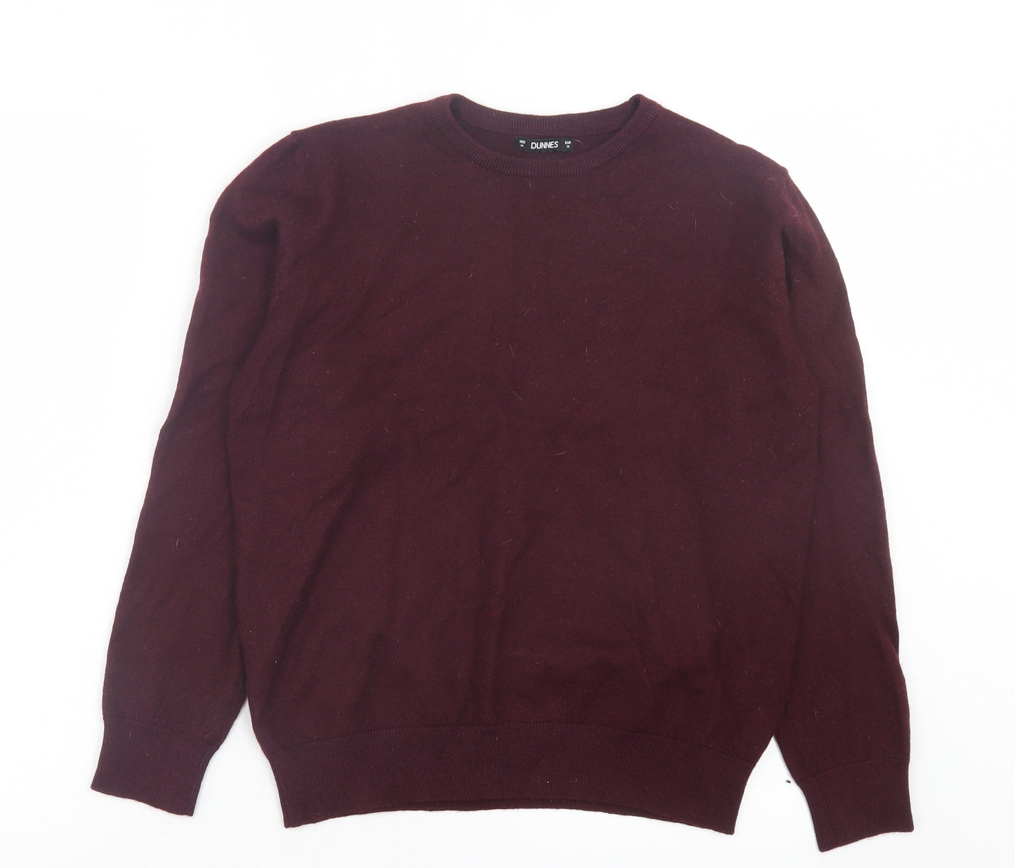 Dunnes Stores Mens Purple Crew Neck Wool Pullover Jumper Size M - Burgandy