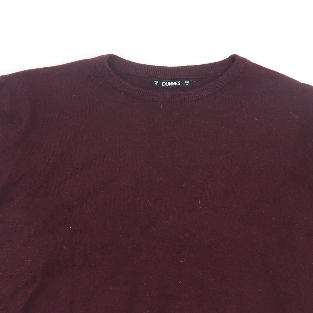 Dunnes Stores Mens Purple Crew Neck Wool Pullover Jumper Size M - Burgandy