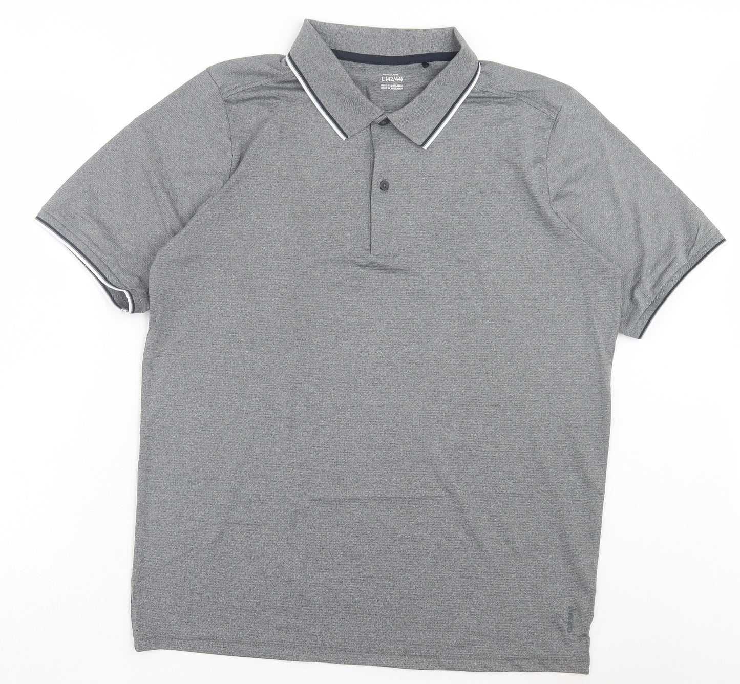 Crivit Mens Grey Polyester Polo Size L Collared Button - Compression