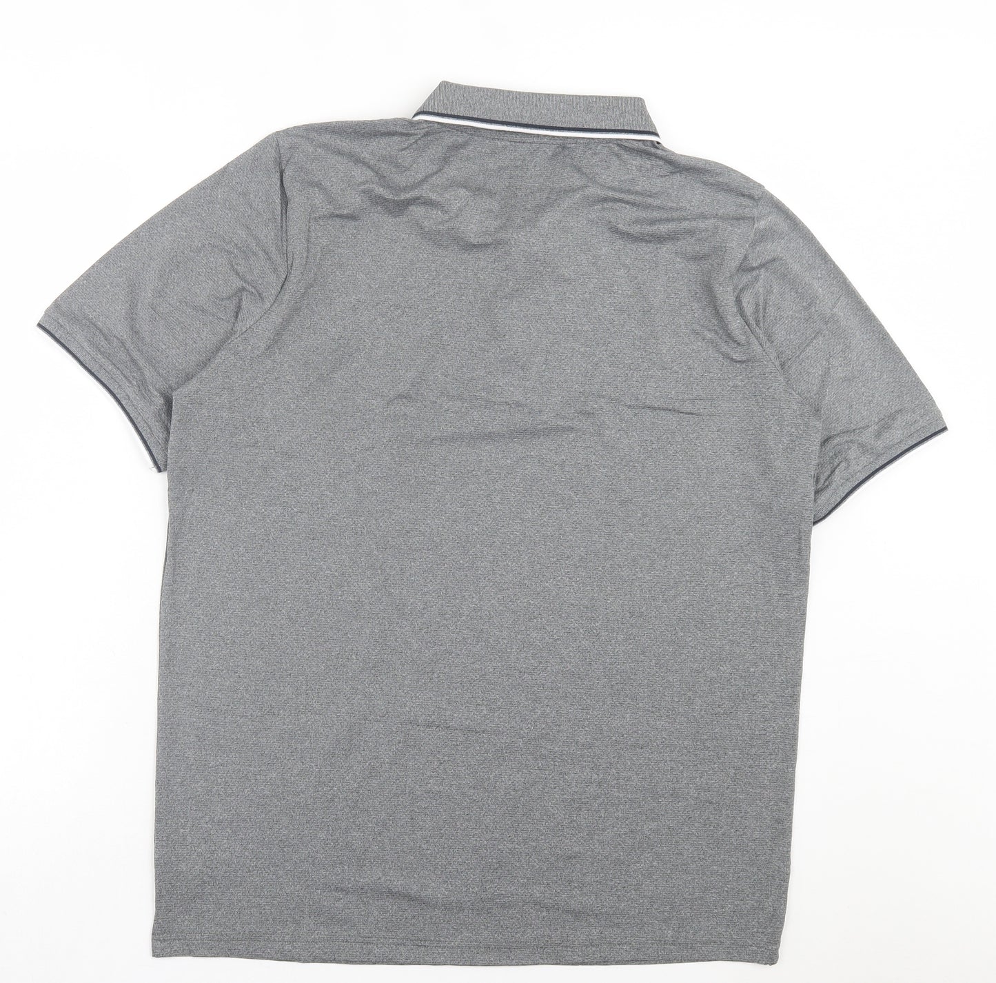 Crivit Mens Grey Polyester Polo Size L Collared Button - Compression