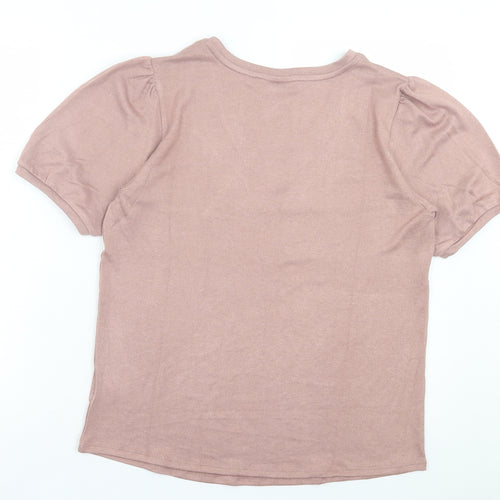 Mod Ref Womens Pink Viscose Basic T-Shirt Size L V-Neck - Tight Knit