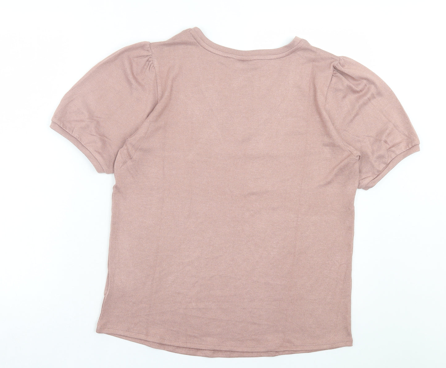 Mod Ref Womens Pink Viscose Basic T-Shirt Size L V-Neck - Tight Knit